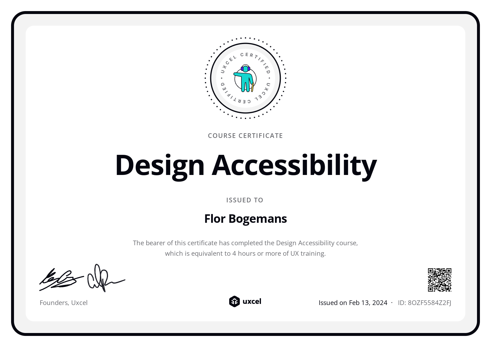 Flor Bogemans's certificate